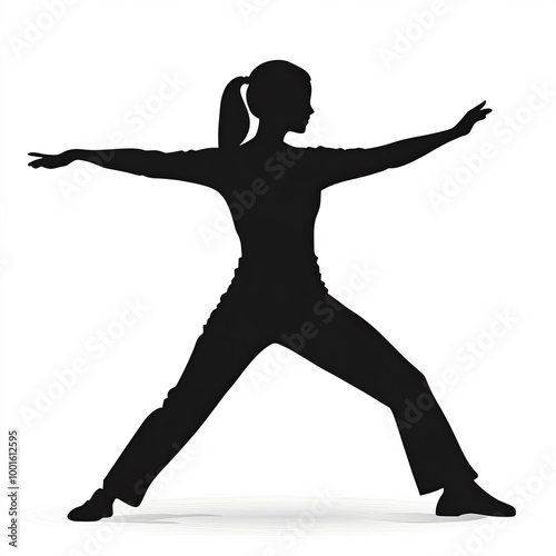 Woman Making Tai Chi Silhou...