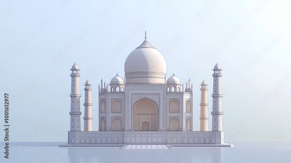 Obraz premium Architectural wonder. taj mahal in a minimalist style. ai generate illustration. Taj Mahal. Illustration