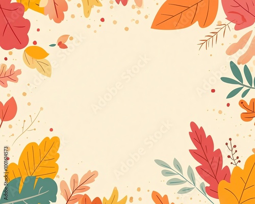 Autumn floral frame with leaf vector illustration for nature art design