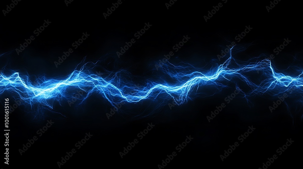 Abstract blue electric energy wave on black background Abstract blue electric energy wave on black background