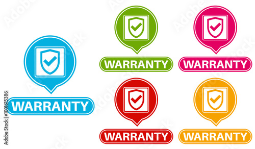 set elegant warranty icon. extended warranty label badge template design vector illustration