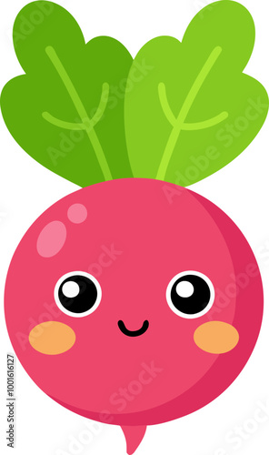 Cartoon Radish in kids drawing style clip art