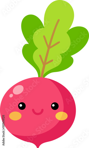 Cartoon Radish in kids drawing style clip art