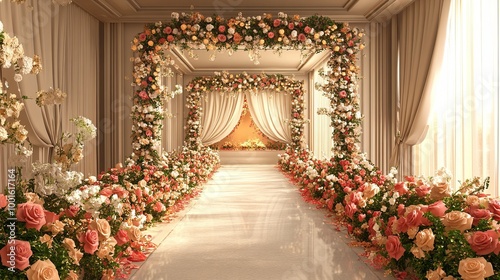 Beautiful wedding stage with flowers. elegant decoration background.
