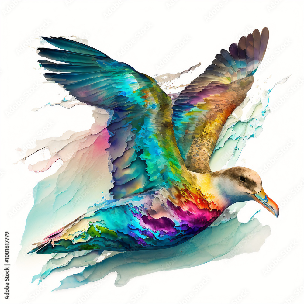 Obraz premium A multicolor albatross watercolor that creates a stunning Animal Behavior Art as a gift