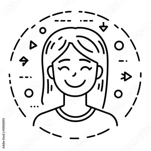 Smiley person with arrows around their head, symbolizing well-being and better circulation.