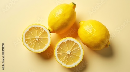 Juicy Lemons with Bright Yellow Zest and Segments in a Fresh Citrus Display photo