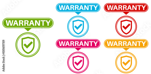 Set collections colorful warranty trendy icon sign. guarantee product label symbol design template Vector illustration