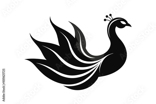  Peacock logo silhouette black vector art illustration photo