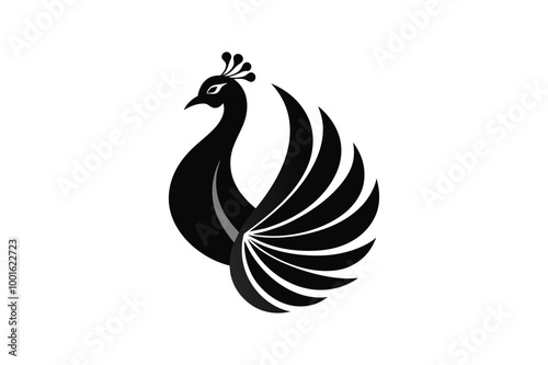  Peacock logo silhouette black vector art illustration photo