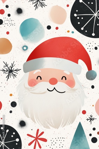 Cheerful Santa Claus with a colorful background celebrating the holiday season