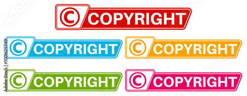 Set Labels Sign copyright. protection symbols sticker intellectual property template design vector illustration