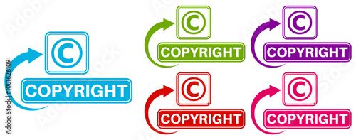 Set Labels Sign copyright. protection symbols sticker intellectual property template design vector illustration