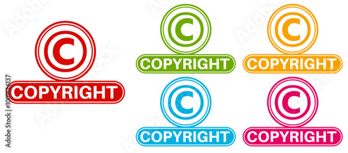 Set Labels Sign copyright. protection symbols sticker intellectual property template design vector illustration