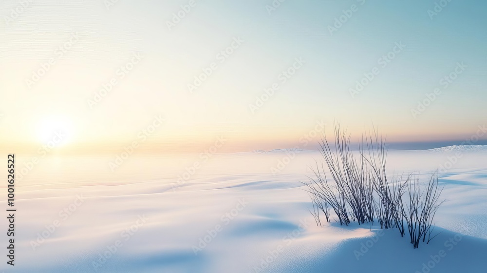 Drifting fog over tundra landscape, arctic chill, 3D illustration Drifting fog over tundra landscape, arctic chill, 3D illustration
