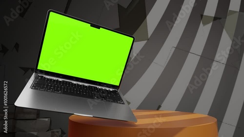 Computer laptop with green screen. photo