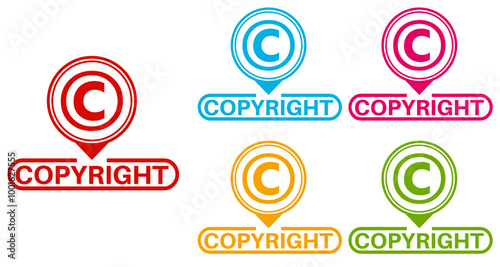 Set Labels Sign copyright. protection symbols sticker intellectual property template design vector illustration