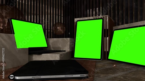 ipad with green screen. photo