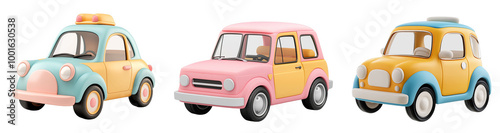 Cute cartoon cars collection colorful vehicles transparent background