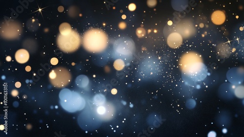 Soft bokeh lights create a magical atmosphere in a dark background during a s...