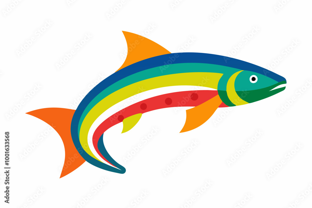 Fototapeta premium Vector illustration of rainbow trout fish on a white background