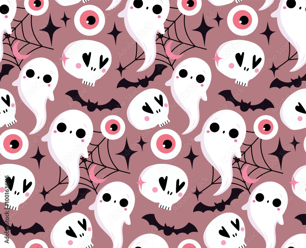 Obraz premium Halloween gost vector seamless pattern