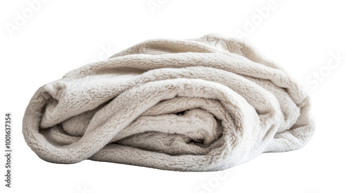 Soft White Fleece Blanket Rolled Up.