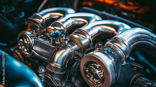 The welded production of an external wastegate manifold made from stainless steel, featured on a turbocharged car photo