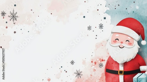 Cheerful Santa Claus illustration with a festive winter background and playfu...