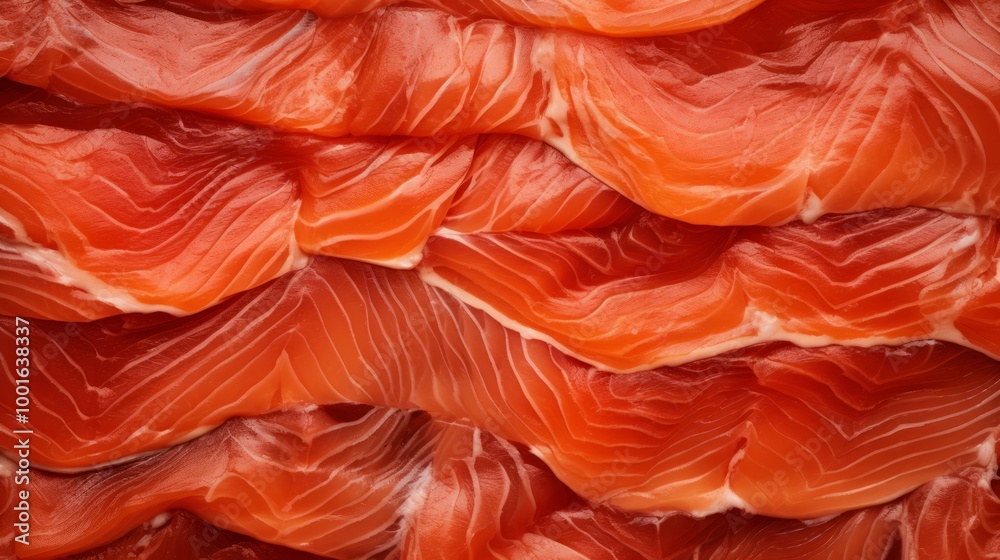 Close up raw salmon fillet slices texture. Neural network ai generated art Close up raw salmon fillet slices texture. Neural network ai generated art