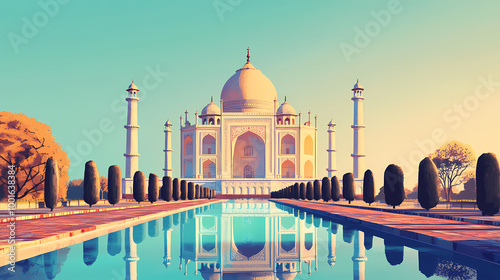 Realistic illustration of the taj mahal. Taj Mahal. Illustration