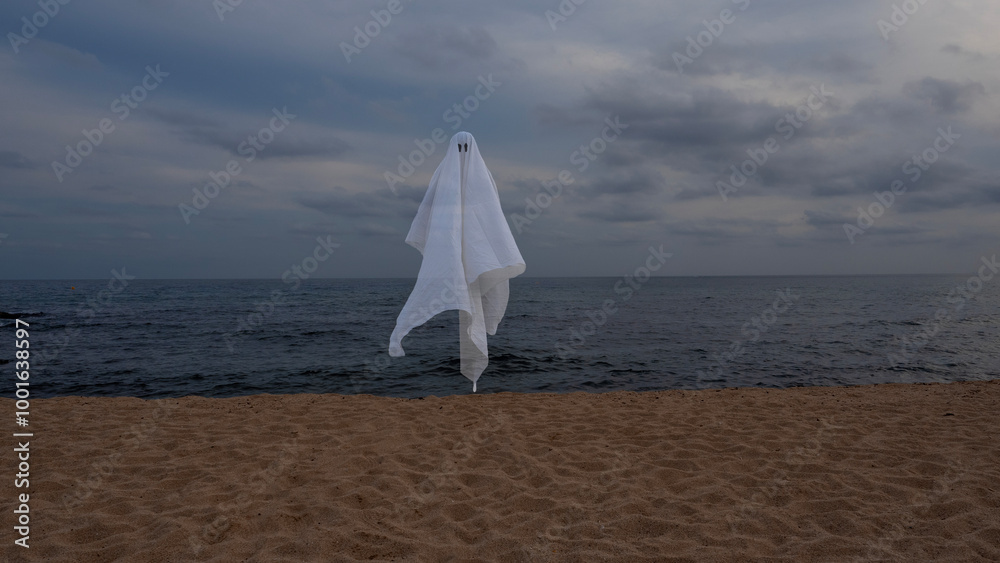 ghost floating on the shore of the beach where there are no people ...