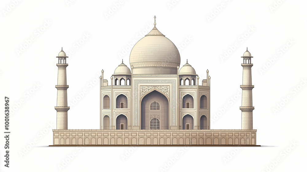 Obraz premium Taj mahal agra isolated. Taj Mahal. Illustration