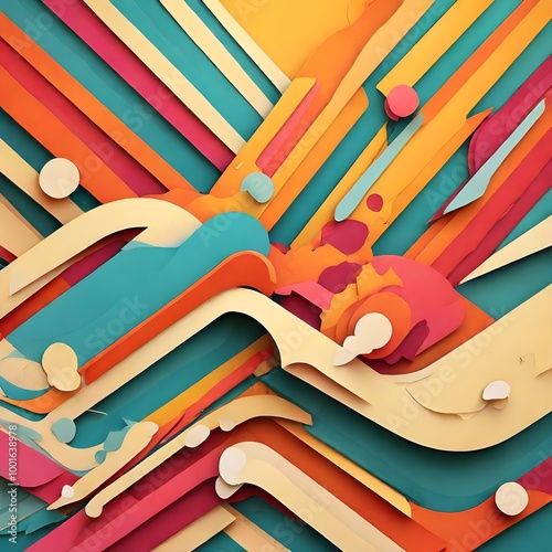Paper Cut Style Abstract Background With Stripes