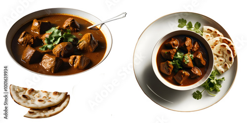 Meat curry isolated on white and transparent background