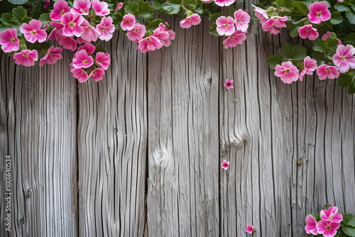 pink flowers on wooden background