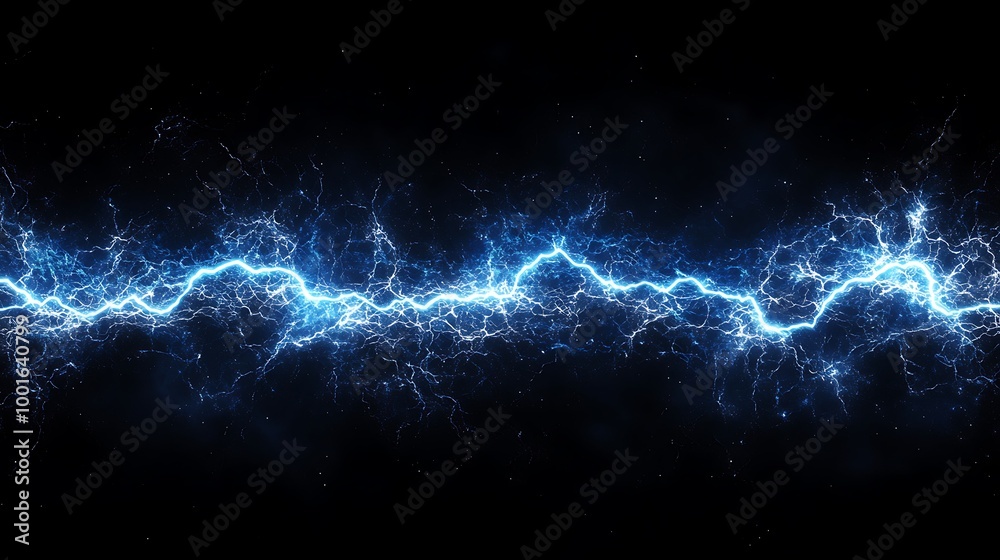 Abstract Blue Electric Lightning Bolts on Black Background Abstract Blue Electric Lightning Bolts on Black Background