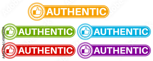 Set authentic icon sign. authenticity verified labels symbol design template Vector illustration