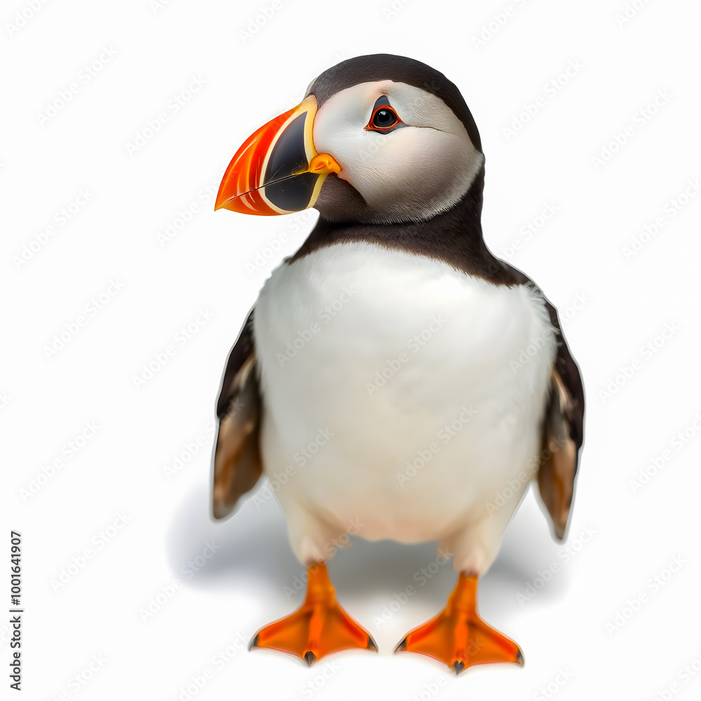 Fototapeta premium Puffin isolated on a white background. 