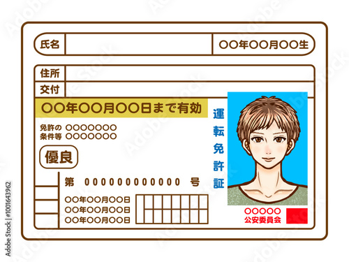 大人男性の運転免許証のイラスト素材