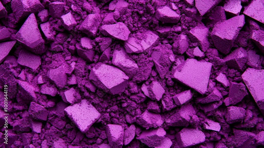 Extreme close-up of crushed eyeshadow powder in vibrant purple showing fine granules photorealistic, super macro shot Extreme close-up of crushed eyeshadow powder in vibrant purple showing fine granules photorealistic, super macro shot