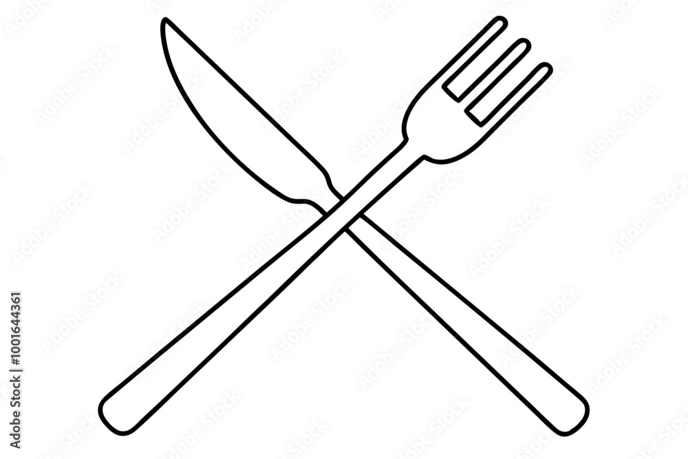 Fototapeta premium Clean vector illustration of a fork and knife in line drawing style 