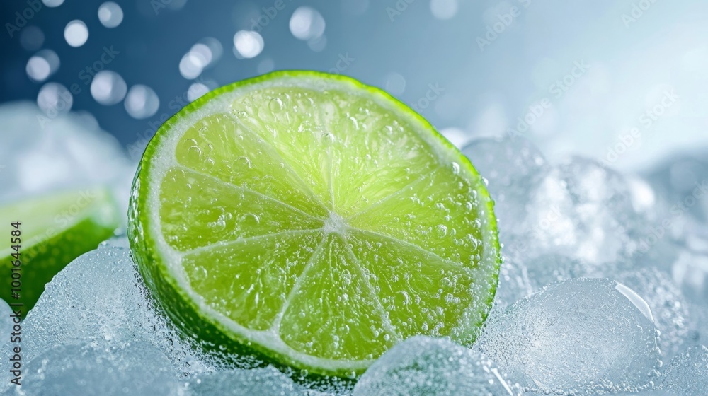 Hyper-realistic close-up of a cocktail with a lime slice and tiny bubbles against ice photorealistic art, super macro shot Hyper-realistic close-up of a cocktail with a lime slice and tiny bubbles against ice photorealistic art, super macro shot