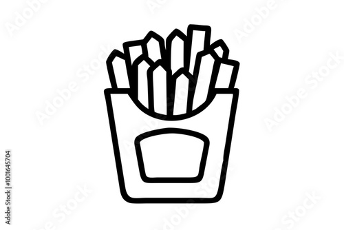 Stylish Outline Design of a Simple Carton of French Fries Vector
