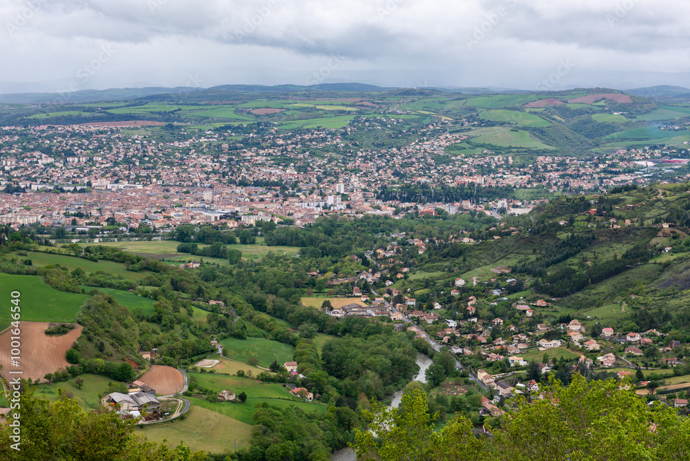 The city of Millau viewed from the viewpoint of Millau and the Viaduct on the La Cavalerie road (Millau, Aveyron, Occitanie, France) The city of Millau viewed from the viewpoint of Millau and the Viaduct on the La Cavalerie road (Millau, Aveyron, Occitanie, France)