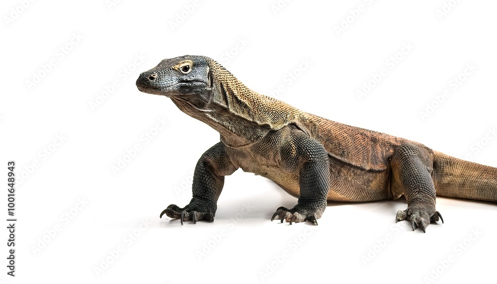 Komodo dragon monitor lizard - Varanus komodoensis - is a member of the family Varanidae that is endemic to the Indonesian islands of Komodo, Rinca, Flores, and Gili Motang head shot isolated on white Komodo dragon monitor lizard - Varanus komodoensis - is a member of the family Varanidae that is endemic to the Indonesian islands of Komodo, Rinca, Flores, and Gili Motang head shot isolated on white