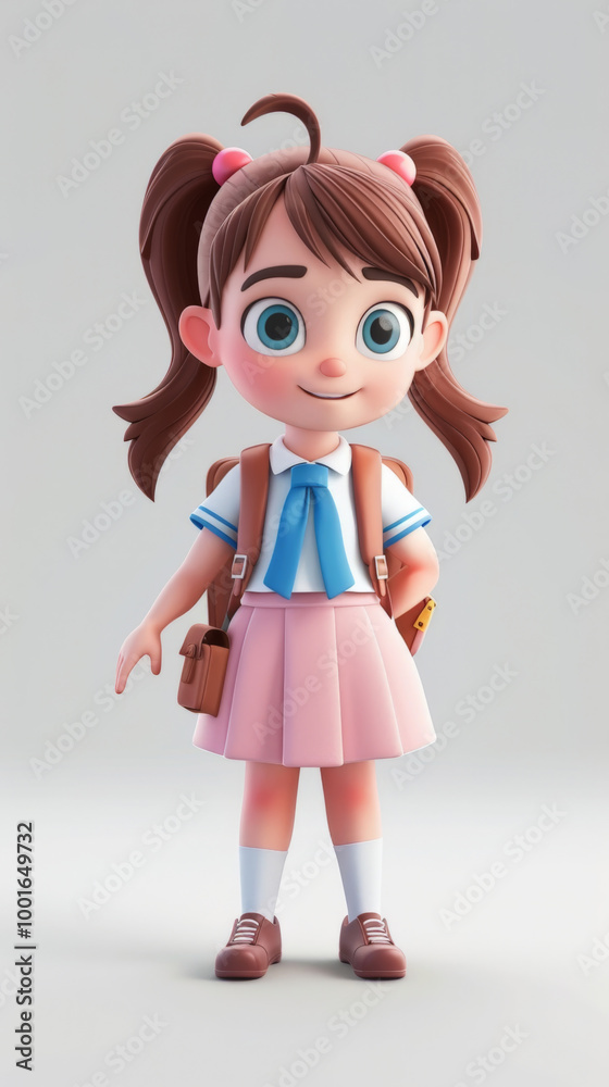 Cute little girl in a school uniform with a backpack Cute little girl in a school uniform with a backpack