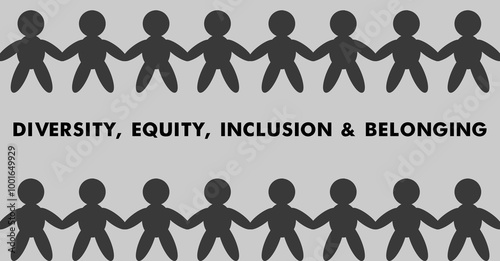 Diversity, equity, inclusion and belonging human figure art poster for print.  Wall interior decoration color art business motivation.