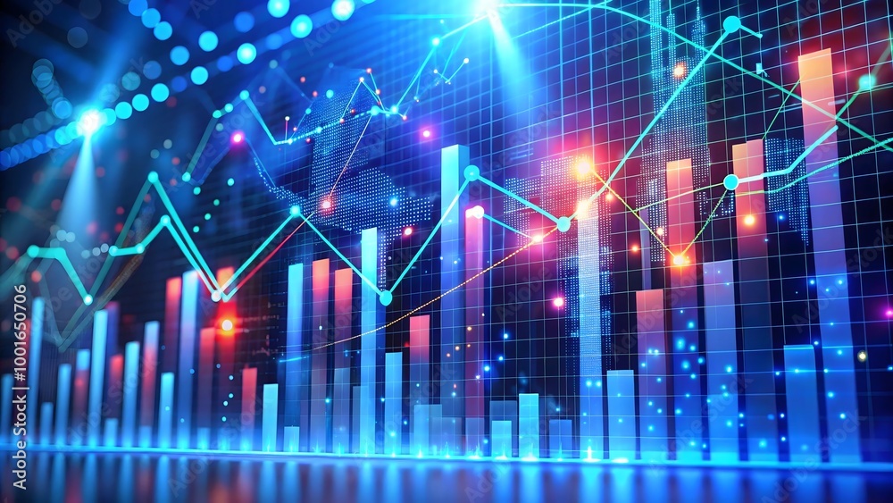 Data analytics with glowing graphs Data analytics with glowing graphs
