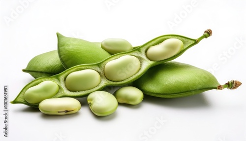 Wallpaper Mural lima bean - Phaseolus lunatus - also known as butter, sieva, double or Madagascar bean, is a legume grown for its edible seeds. A good source of dietary fiber and fat free source. Isolated on white Torontodigital.ca